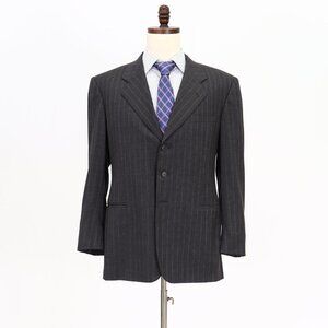 Belvest 40R Gray Stripe Three Button Wool Suit Jacket V004